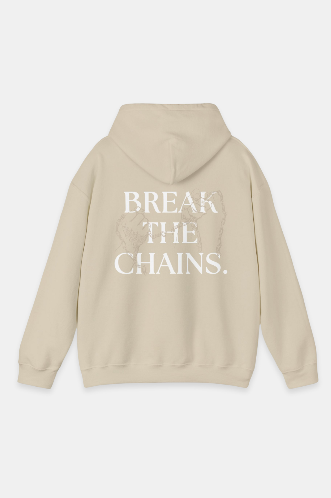 Break The Chains Hoodie, Unknown to Fear Hoodie, Cotton polyester blend hoodie, Comfortable fit hoodie, Color-matched drawcord hoodie, Double-lined hood hoodie, Pouch pocket hoodie, Statement hoodie, Freedom slogan hoodie, Tear-away label hoodie, Cozy warm hoodie, Minimalistic logo hoodie, Casual wear hoodie, Durable fabric hoodie, Style and comfort hoodie