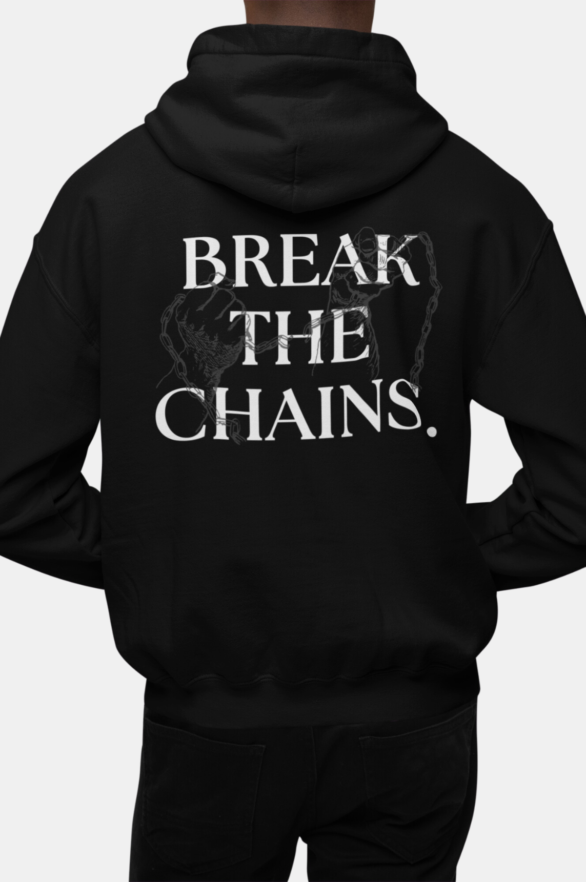 Break The Chains Hoodie, Unknown to Fear Hoodie, Cotton polyester blend hoodie, Comfortable fit hoodie, Color-matched drawcord hoodie, Double-lined hood hoodie, Pouch pocket hoodie, Statement hoodie, Freedom slogan hoodie, Tear-away label hoodie, Cozy warm hoodie, Minimalistic logo hoodie, Casual wear hoodie, Durable fabric hoodie, Style and comfort hoodie