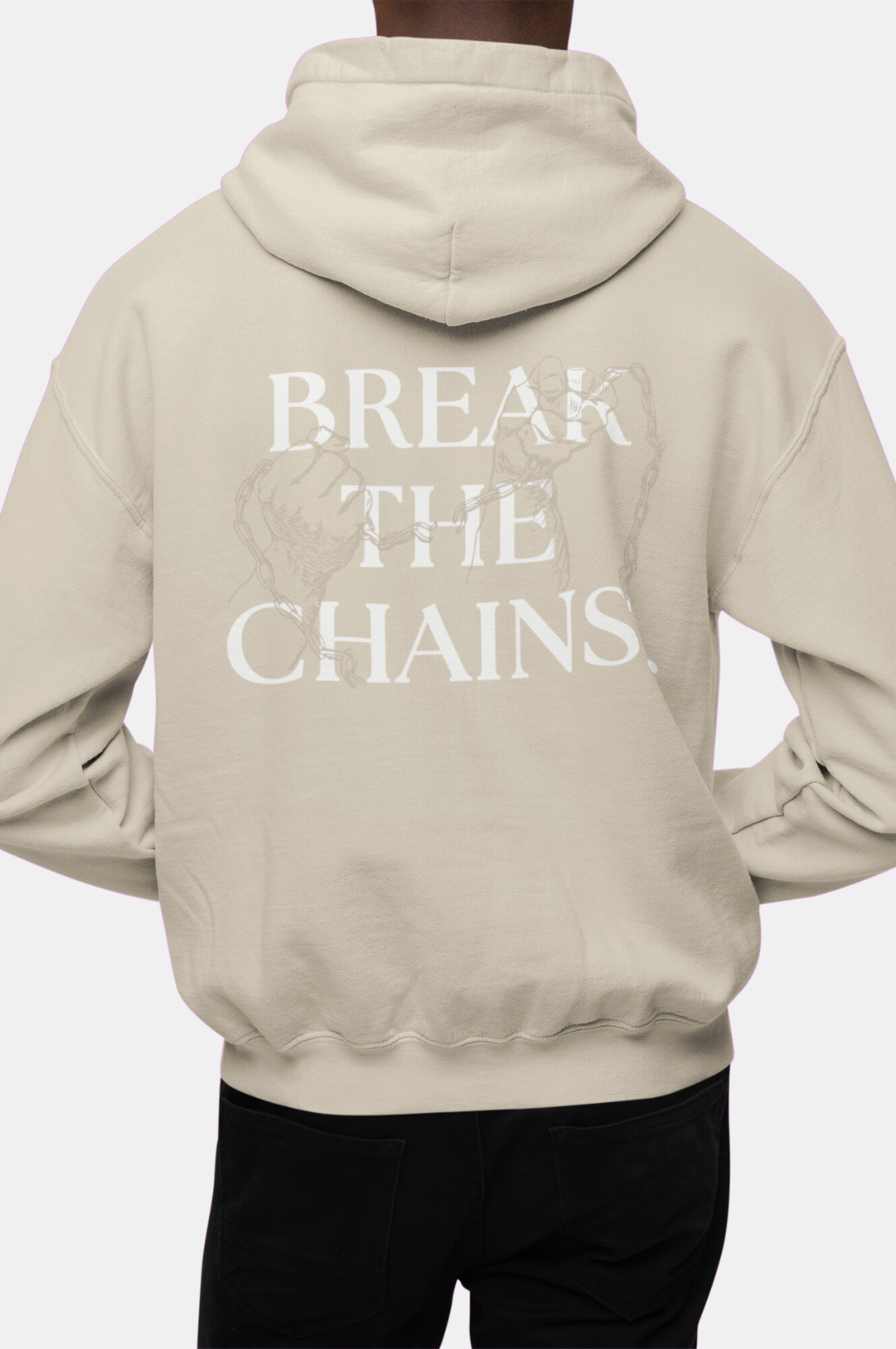 Break The Chains Hoodie, Unknown to Fear Hoodie, Cotton polyester blend hoodie, Comfortable fit hoodie, Color-matched drawcord hoodie, Double-lined hood hoodie, Pouch pocket hoodie, Statement hoodie, Freedom slogan hoodie, Tear-away label hoodie, Cozy warm hoodie, Minimalistic logo hoodie, Casual wear hoodie, Durable fabric hoodie, Style and comfort hoodie