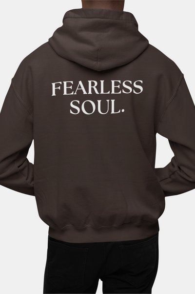 Fearless Soul Hoodie, 50% cotton hoodie, 50% polyester hoodie, Double-lined hood, Color-matched drawcord, "Fearless Soul" back print, Comfortable and durable, Minimalistic design, Pouch pocket hoodie - Unknown To Fear 