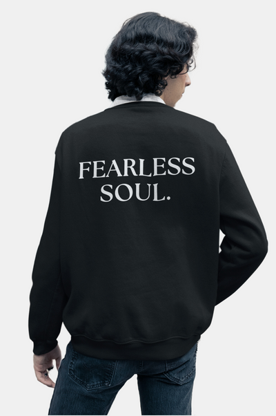 Fearless Soul Sweatshirt, 50% cotton sweatshirt, 50% polyester sweatshirt, Classic fit sweatshirt, Crew neckline, Double-needle stitching, "Fearless Soul" back design, Warm and durable, Stylish resilience - Unknown To Fear