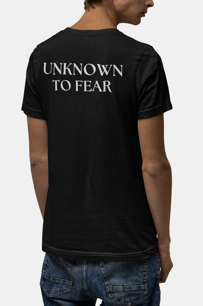  Iconic Emblem T-Shirt by Unknown to Fear, Premium 100% US cotton T-shirt, Distinctive Unknown to Fear emblem, Tailored fit T-shirt, Soft touch comfort, Versatile staple T-shirt, Simplicity and elegance, Timeless design T-shirt, Everyday essential Unknown to Fear, Classic style T-shirt