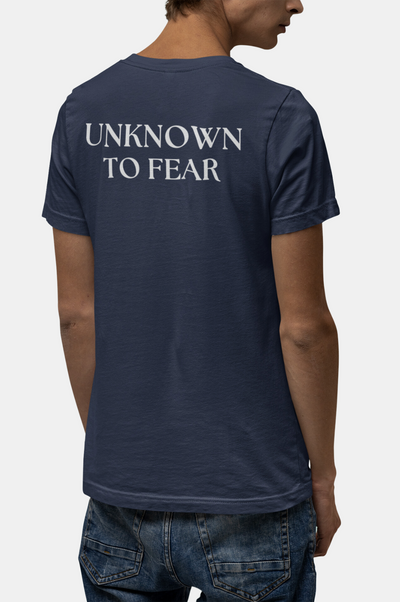  Iconic Emblem T-Shirt by Unknown to Fear, Premium 100% US cotton T-shirt, Distinctive Unknown to Fear emblem, Tailored fit T-shirt, Soft touch comfort, Versatile staple T-shirt, Simplicity and elegance, Timeless design T-shirt, Everyday essential Unknown to Fear, Classic style T-shirt